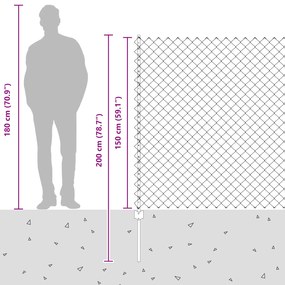 Cerca de Cadeia com 20 Postes U Prateados 1.5x10 m Aço