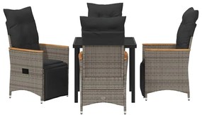 Conjunto de jantar de jardim com 5 peças e almofadas de rattan em poli
