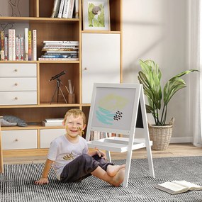Quadro infantil 2 em 1 54 C x 48 L x 88 A cm com um lado de ardósia magnética e outro de quadro negro para giz branco
