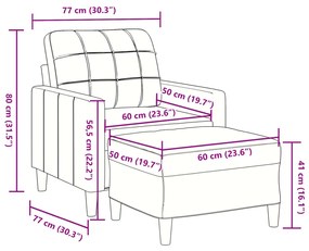 Poltrona com apoio de pés 60 cm veludo rosa