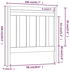 Cabeceira de cama 106x4x100 cm pinho maciço branco