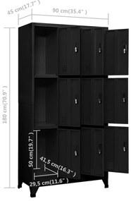 Cacifo aço 90x45x180 cm preto