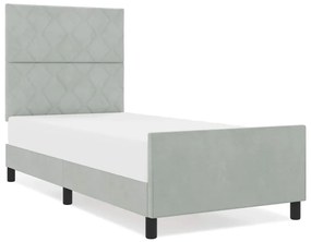 Cama vidaXL Cinza Claro 100x200 cm Veludo