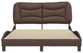 Estrutura cama c/ cabeceira couro artificial 140x190cm castanho