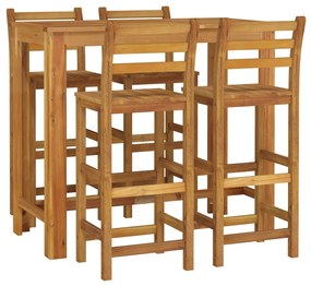 5 pcs conjunto de bar para jardim madeira de acácia maciça