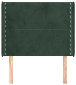 Cabeceira cama c/ abas veludo 103x16x118/128 cm verde-escuro