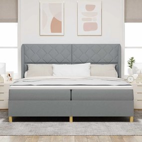 Cama Box Spring com Colchão cinza claro 200x200 cm tecido
