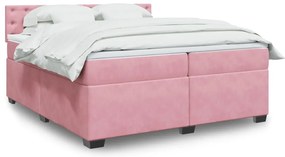 vidaXL Cama com molas/colchão 200x200 cm veludo rosa