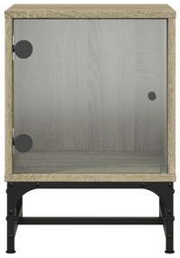 Mesa de cabeceira c/ porta de vidro 35x37x50 cm carvalho sonoma