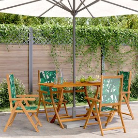 Cadeiras jardim reclin. 4 pcs tecido/madeira maciça verde