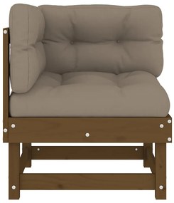 Sofás de canto com almofadões 2 pcs pinho maciço castanho-mel
