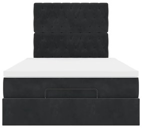 Estrutura de cama otomana com colchões 120x200 cm veludo preto
