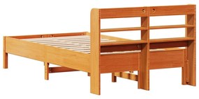 Cama sem colchão 75x190 cm madeira de pinho maciça castanho-mel