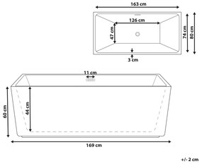 Banheira retangular autónoma em acrílico branco 169 x 80 cm GOCTA Beliani