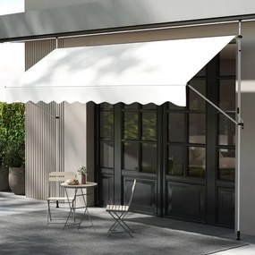 Toldo retrátil manual 4 m x 180 cm Sombra exterior ajustável sem perfuração com manivela para pátio, varanda, jardim Branco
