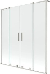 Mexen Velar L Duo resguardo de banho deslizante de 2 painéis, 150 x 150 cm, transparente, níquel escovado - 896-150-003-02-97