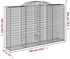Cestos gabião arqueados 7pcs 300x50x180/200cm ferro galvanizado
