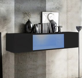 Armário Suspenso Fiães do Rio – 160x30 cm – Preto com Porta Alto Brilh
