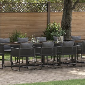 Conjunto de Jantar de Jardim vidaXL com 18 Peças e Almofadas em Aço e Rattan Sintético