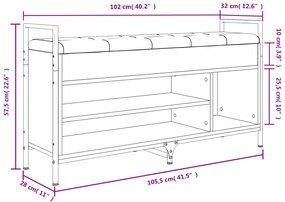Banco sapateira 105,5x32x57,5cm deriv madeira carvalho castanho