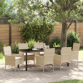 Conjunto de Jantar de Jardim vidaXL de 7 Peças com Almofadas Bege em V