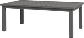 Mesa de centro retangular com tampo de ripas para interior/exterior em alumínio, 100 x 60 x 37 cm, castanho