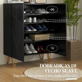 Móvel Sapateira de Entrada Armário Sapateira com Prateleiras Ajustáveis para 15-20 Pares de Sapatos 72x31,5x95 cm Preto