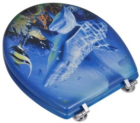 Assentos de sanita com tampas 2 pcs MDF golfinho