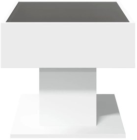 Mesa de centro c/ LEDs 70x50x45 cm derivados de madeira branco