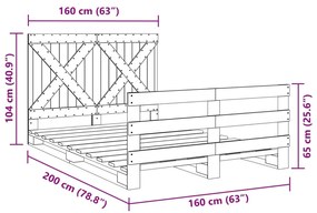 Estrutura de cama com cabeceira 160x200 cm pinho maciço