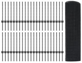 Cerca de Arame Soldado com 44 Postes em U Cinza 0,6x100 m Aço