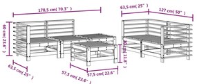 6 pcs conjunto lounge de jardim madeira de pinho impregnada
