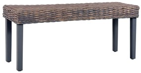 vidaXL Banco 110cm vime Kubu natural e madeira mangueira maciça cinza