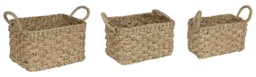 Conjunto de 3 cestos em fibra de jacinto de água cor natural HOIAN Beliani