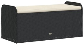 Banco de arrumação com almofadão 115x51x52 cm vime PE preto
