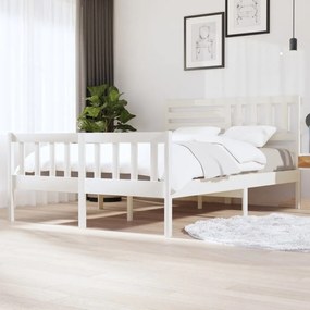 3101159 vidaXL Estrutura de cama king 150x200 cm madeira maciça branco