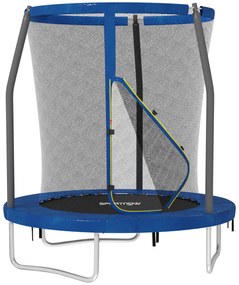 Trampolim Infantil Ø183 cm, para Crianças com Rede de Segurança Barras Acolchoadas Capa de Segurança e Estrutura de Aço Azul