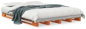 vidaXL Cama de paletes 140x200 cm madeira pinho maciça castanho cera
