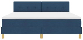 Cama Box Spring com Colchão &amp; LED Azul 180x200 cm Tecido