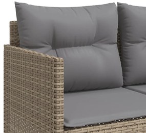 5 pcs conjunto de sofás p/ jardim com almofadões vime PE bege