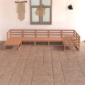 7 pcs conjunto lounge de jardim pinho sólido castanho mel