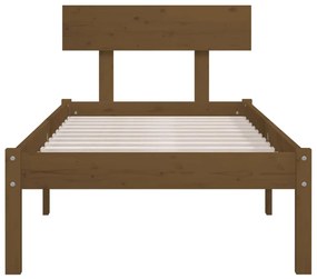 Estrutura cama solteiro UK 90x190 cm pinho maciço castanho-mel