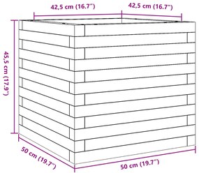 Vaso/floreira de jardim 50x50x45,5 cm pinho maciço branco