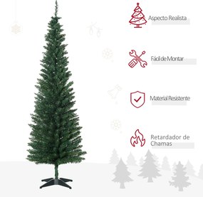 HOMCOM Árvore de Natal Artificial 180cm Ignífugo com 390 Pontas de Ram