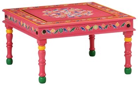VidaXL Mesa de centro pintada à mão mangueira maciça rosa