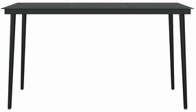 Conjunto de jantar jardim 5 peças vidro vime PE preto