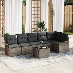 Conjunto de Sofá de Jardim de 6 Peças com Almofadas Rattan Polirattan