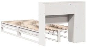 Cama com estante sem colchão 100x200 cm madeira maciça branco