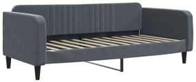 Sofá-cama com colchão 100x200 cm veludo cinzento-escuro
