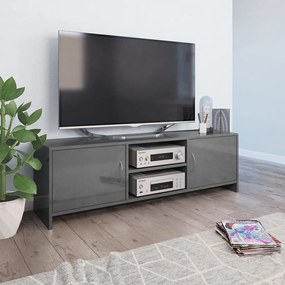 vidaXL Móvel de TV 120x30x37,5 cm contraplacado cinzento brilhante